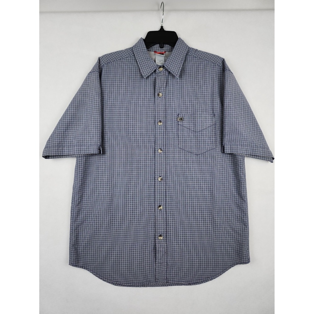 North Face Button-up Shirt Mens M Blue Plaid Short Sleeve Outdoor Casual Pocket